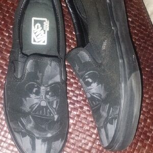 Vans Men’s Black Slip-On Loafers with Darth Vader Graphic